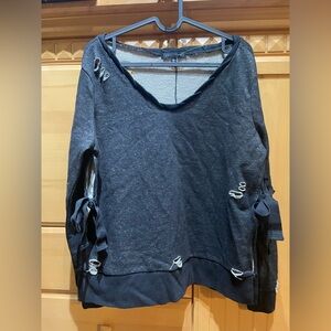 Romeo & Juliet Couture Black Distressed Sweatshirt